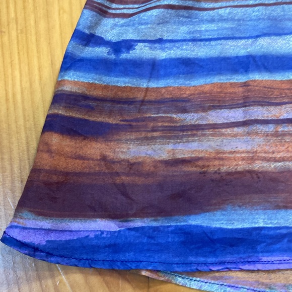 LEFT OF CENTER S Silk Tank Top w/Contrasting Cotton Material Mixed Media - Picture 3 of 4